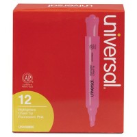 Universal® Desk Highlighter, Chisel Tip, Fluorescent Pink, 1x